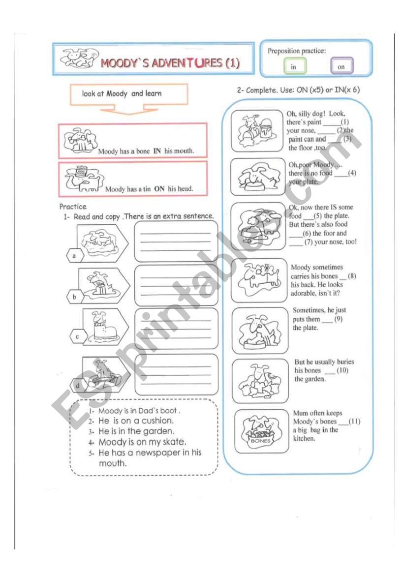 Moody`s Adventures1 worksheet